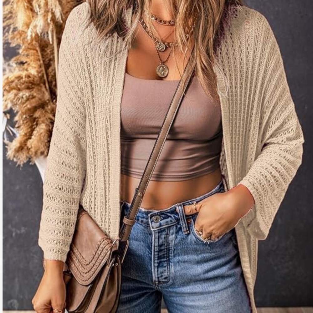 NWT Womens 3/4 Sleeve Cover Ups Cardigan